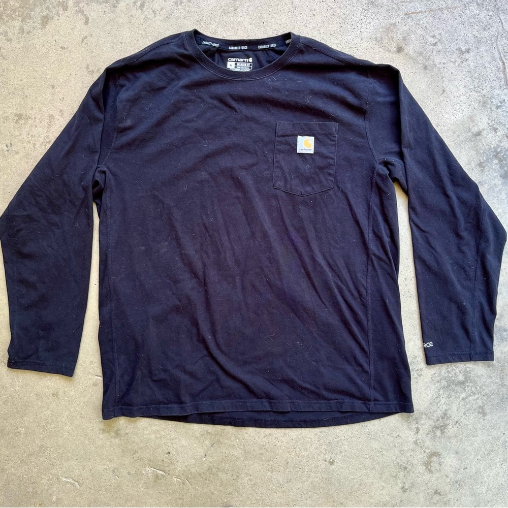 Carhartt Force Relaxed Fit Long Sleeve Pocket T Shirt XL Black